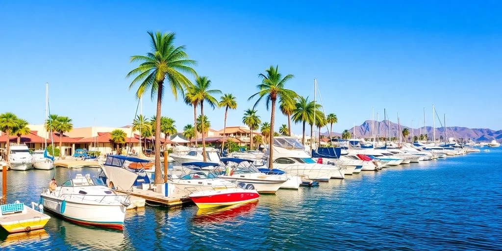 Marina palm trees at Marina Slip Rates in Cabo: 2026 Price Guide with palm trees and buildings