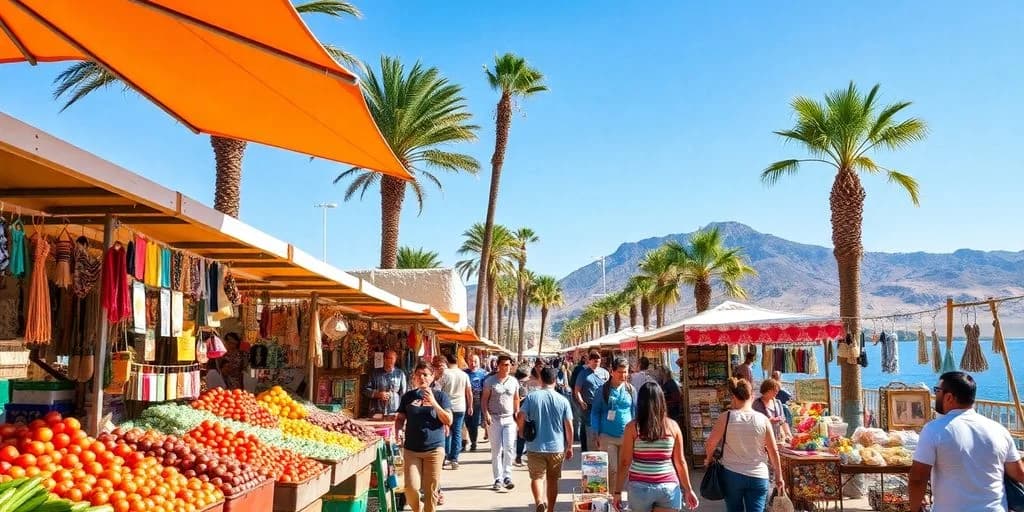 Outdoor market at Market Schedule in Cabo: Complete Guide with palm trees, sunny day