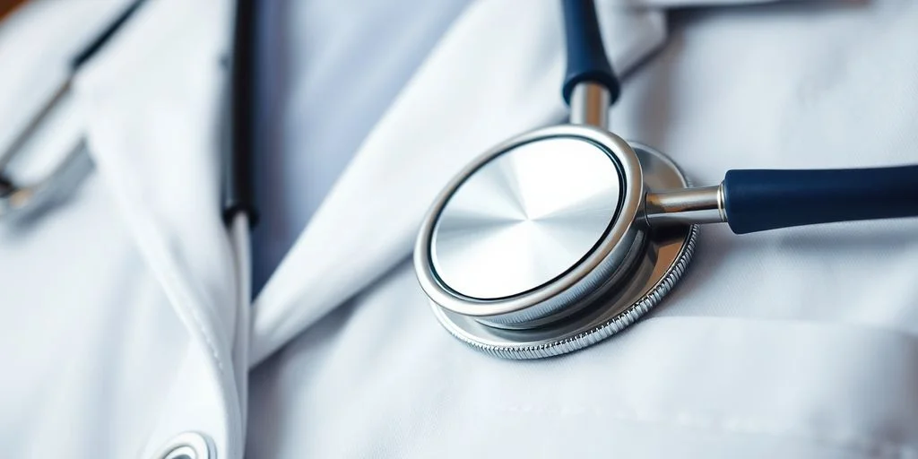 Stethoscope at Medical on white lab coat