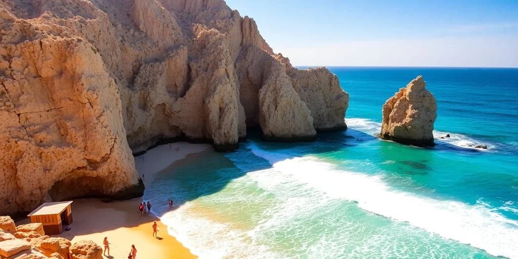 Rocky coastline at Must-Do Activities in Los Cabos San Lucas#8 Is a Must! waves on sandy beach, clear water