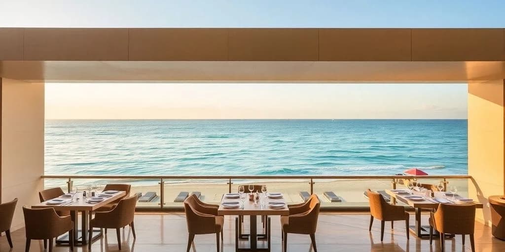 Oceanfront dining at Nobu Cabo: Lujo redefinido¡Reserva hoy! table set, calm blue ocean