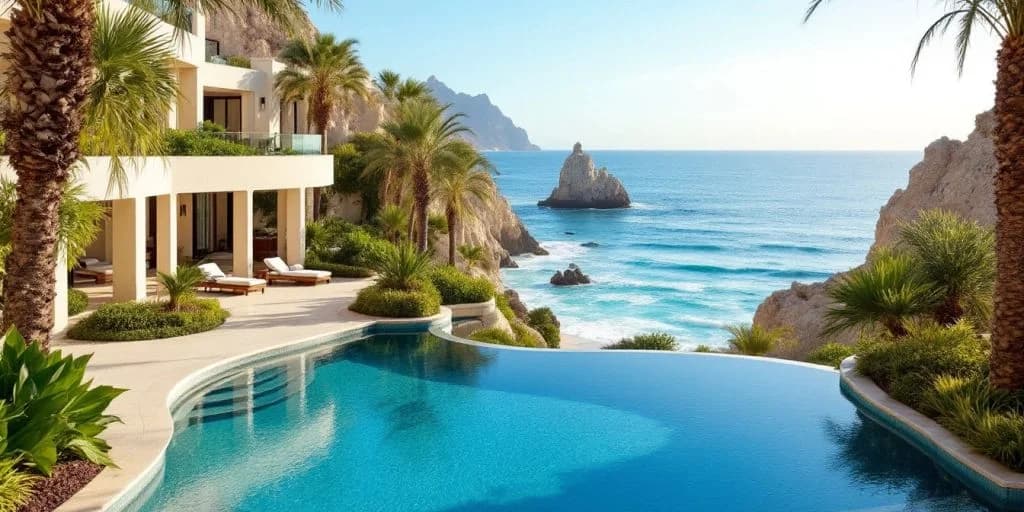 Infinity pool at Nobu Hotel Cabo Is Where Luxury Meets Tranquility ocean view, rocky island