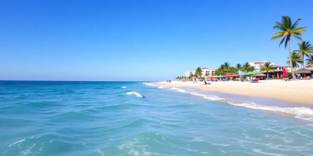 Beach scene 1 at Plane Tickets to Cabo Just Got CheaperGrab Them! with waves and distant buildings