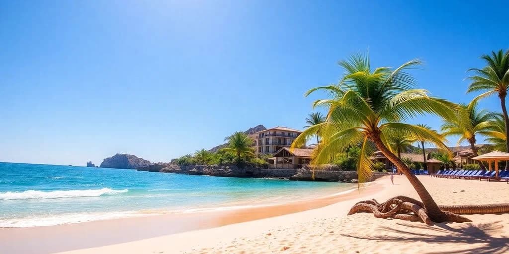 Beach house at Pueblo Bonito Los Cabos: ¡Tus vacaciones de ensueño! on rocky coast, with palm trees