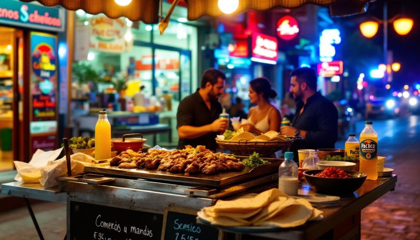 Street food stall at Beyond the Postcard: How to Eat, Live, and Sail Cabo Like a Local (and a High Roller) with people in