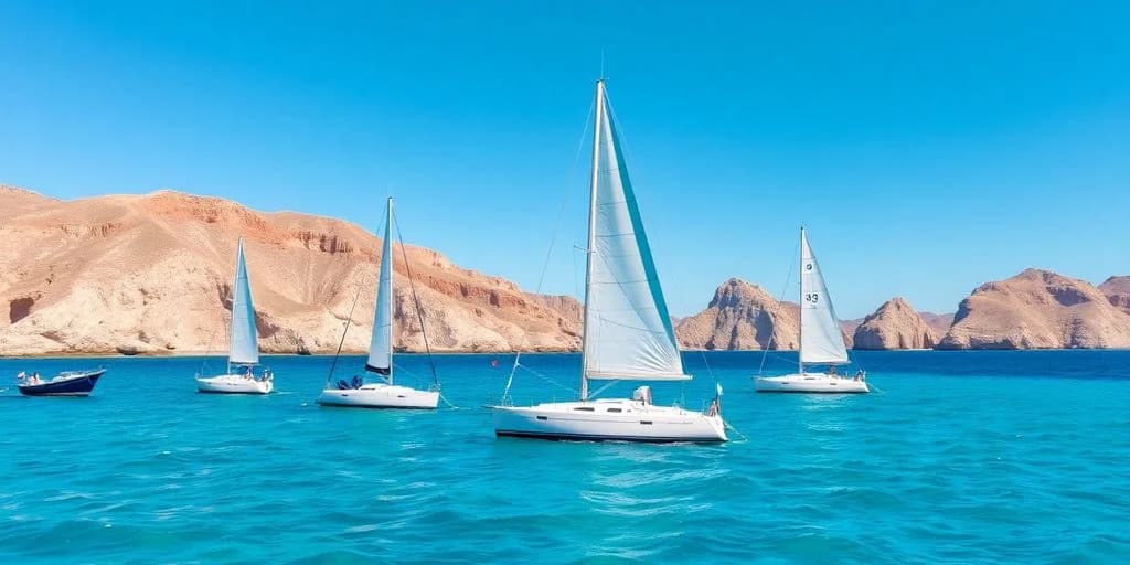 Sailboats at Sailing Clubs in Los Cabos: Membership Guide with rocky coast, clear sky