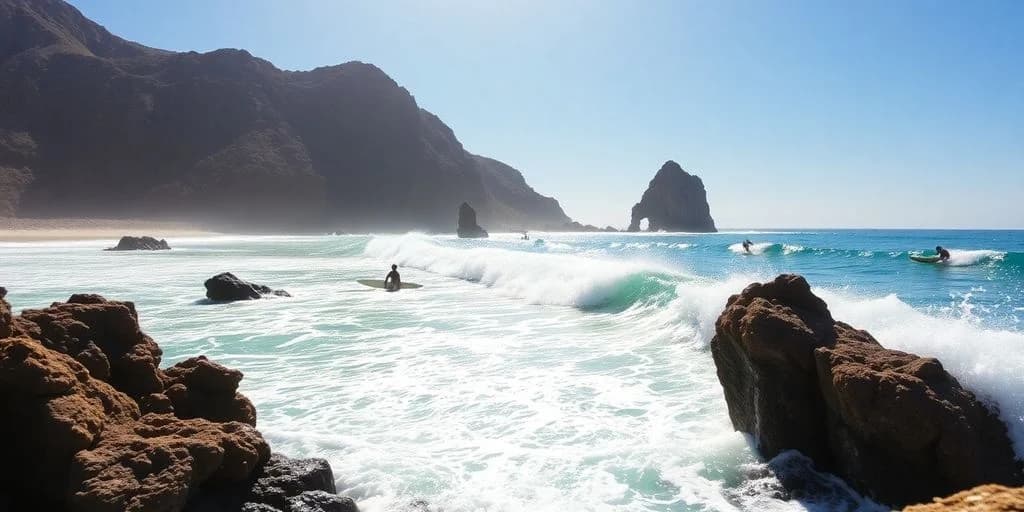 Surfer at Surf Forecasting in Los Cabos: Best Sources in ocean, with large waves