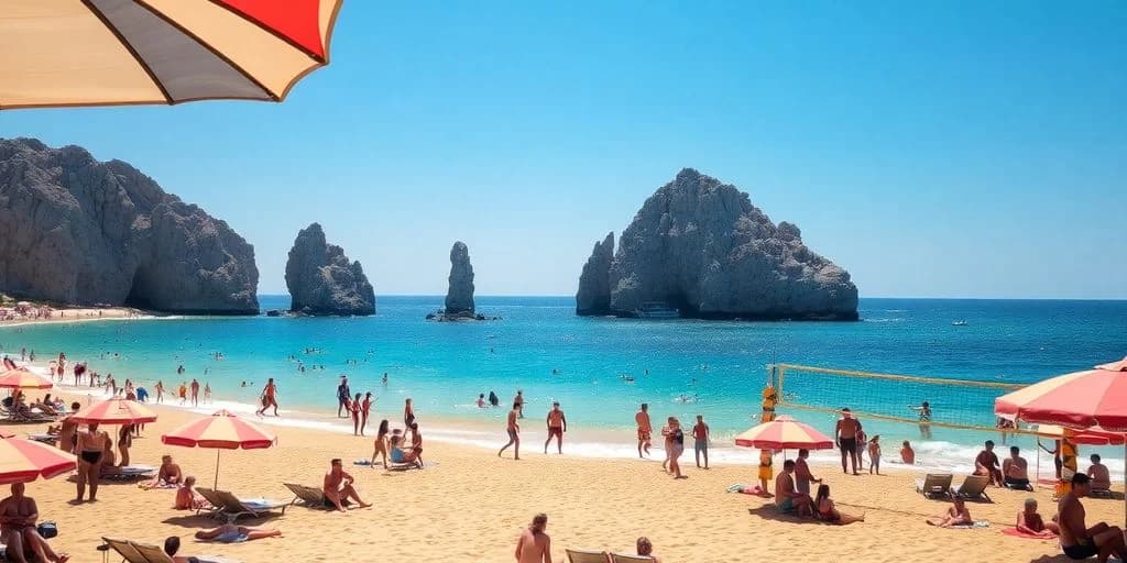 Beach with people at The Best Activities in Cabo San Lucas for 2026 with rock formations, blue ocean