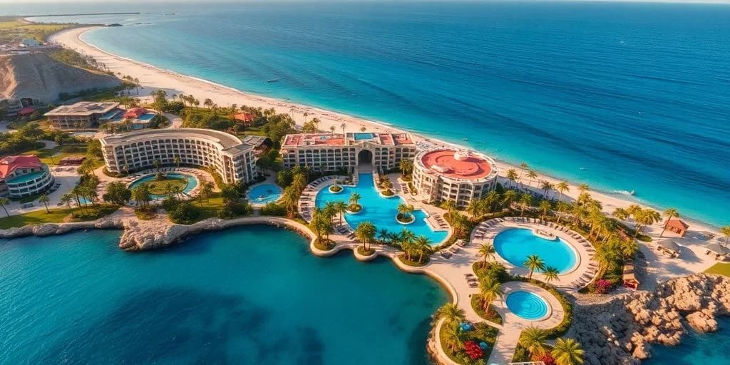 Resort aerial at The Best Luxury Resorts in Cabo San Lucas for 2026 with multiple pools and ocean