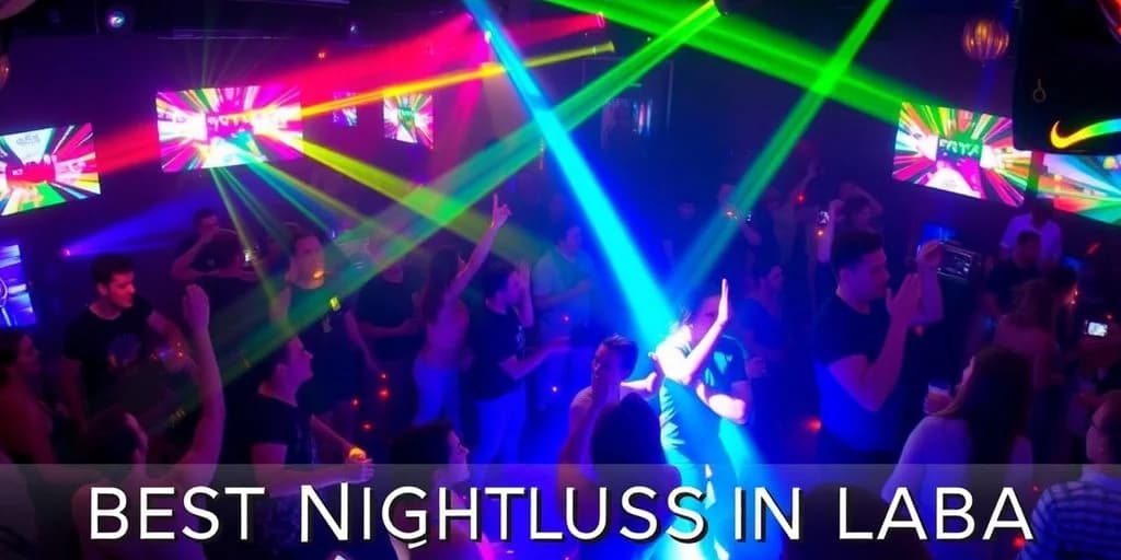Nightclub dancefloor at The Best Nightclubs in Cabo San Lucas for 2026 with colorful laser lights