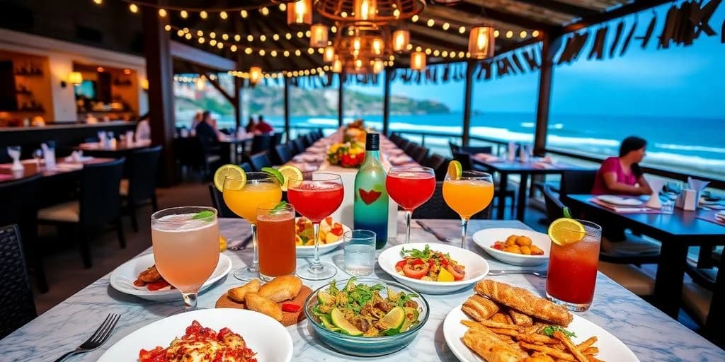 Restaurant table at The Best Restaurants in Cabo San Lucas for 2026 with drinks and string lights