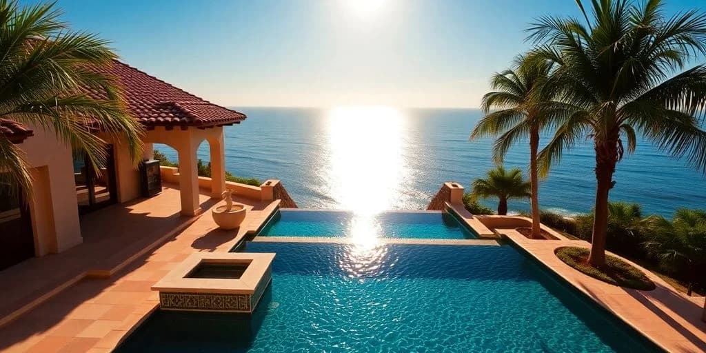 Infinity pool at The Best Villa Rentals in Cabo San Lucas for 2026 with bright ocean view