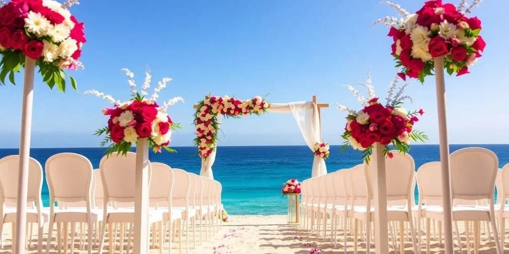 Beach wedding arch at The Best Wedding Planners in Cabo San Lucas for 2026 with ocean in background
