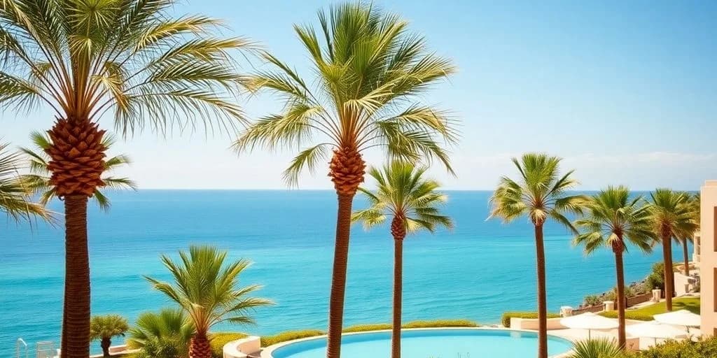 Palm trees at The Best Wellness Retreats in Cabo San Lucas for 2026 by pool with ocean view