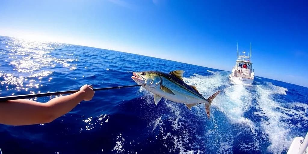 Fish jumping at Tips for the Ultimate Catch in Cabo Fishing out of blue ocean water