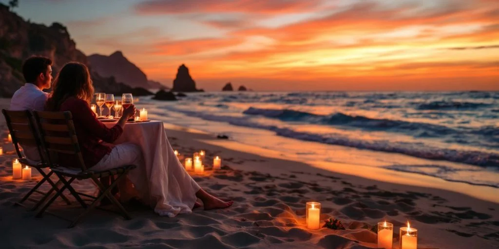 Beach candles at Top Adults-Only All-Inclusive Resorts in Cabo for a Romantic Escape at sunset, with ocean waves