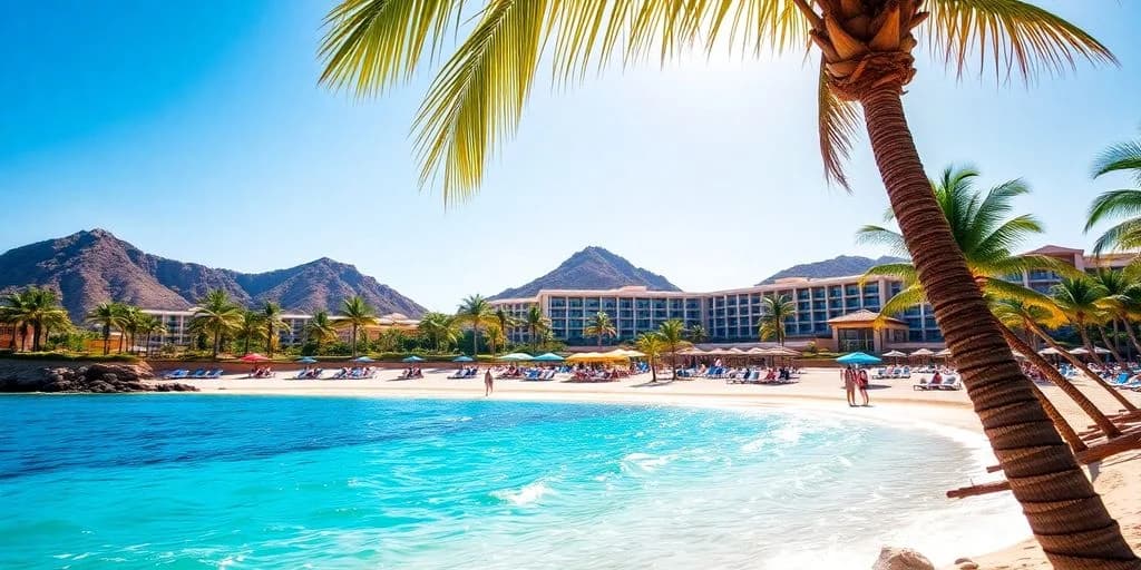 Beach resort at Top All-Inclusive Resorts in CaboDon't Miss Out! with palm trees, clear sky