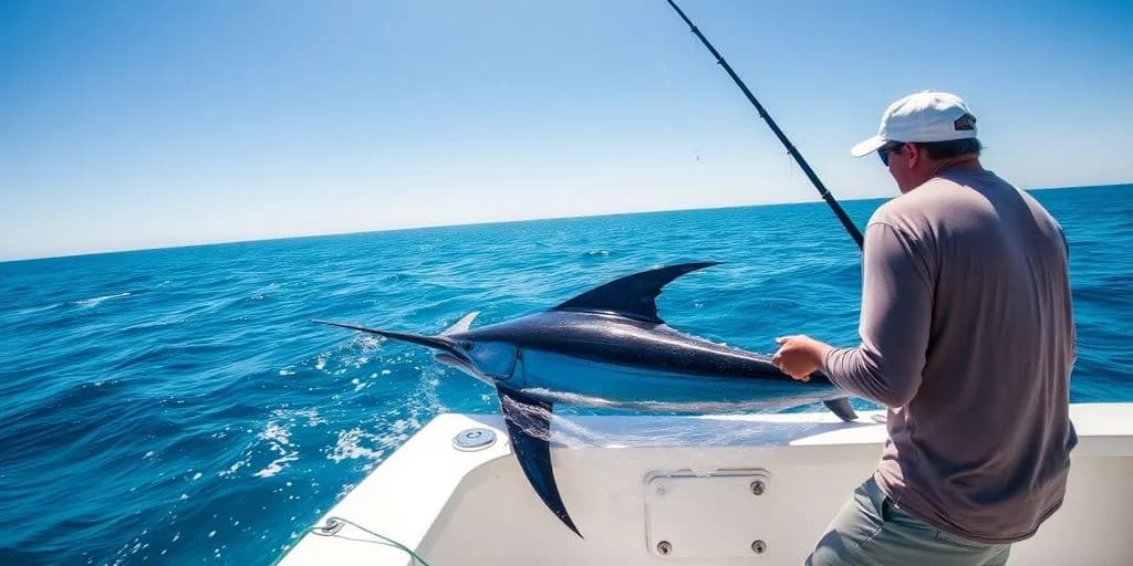 Marlin fish at Top-Rated Deep-Sea Fishing in Los Cabos for 2026 on boat, with ocean