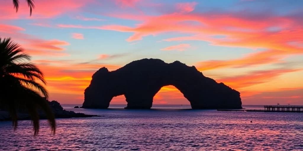 Rock arch at Top-Rated Photography Spots in Los Cabos for 2026 at sunset, over ocean