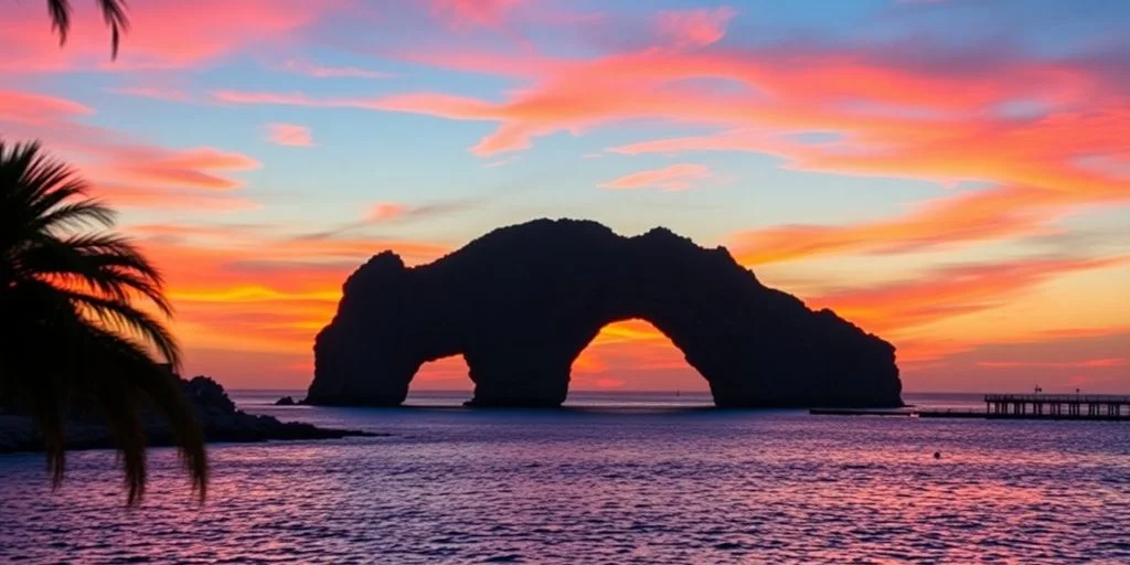 Rock arch at Top-Rated Photography Spots in Los Cabos for 2026 at sunset, over ocean