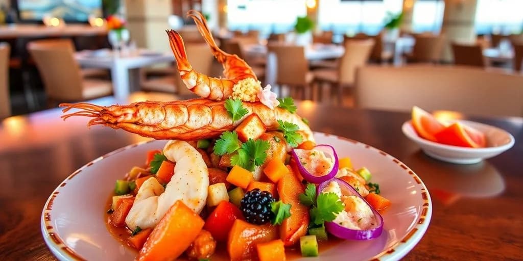 Seafood dish at Top-Rated Restaurants in Los Cabos for 2026 shrimp and vegetables, close up