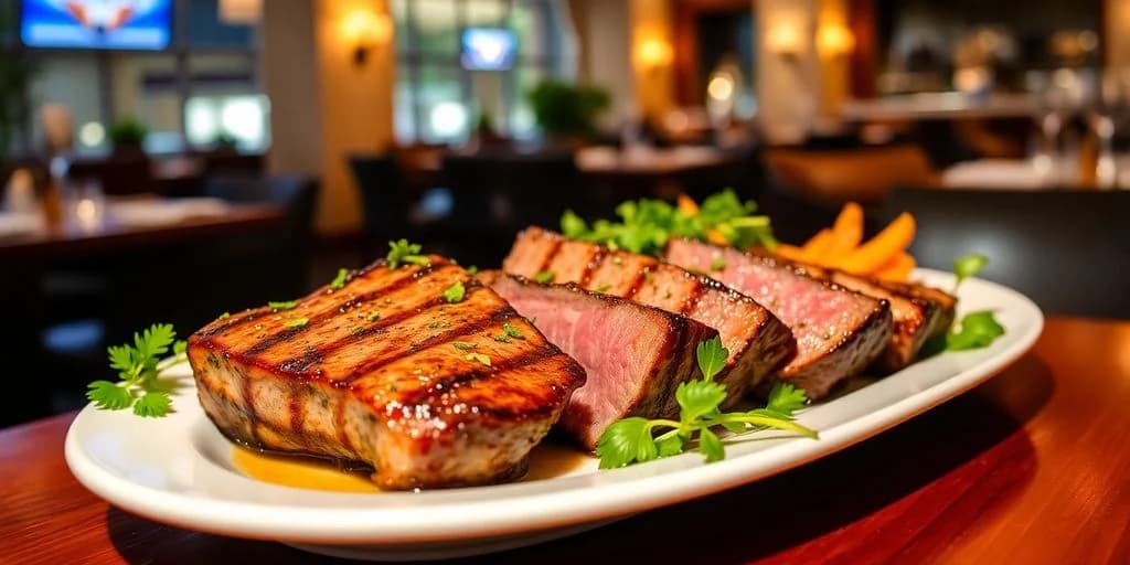 Plated steak at Top-Rated Steakhouses in Los Cabos for 2026 with grill marks, fresh herbs