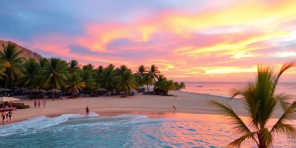 Beach at sunset at Top-Rated Travel Tips in Los Cabos for 2026 with palm trees, calm water