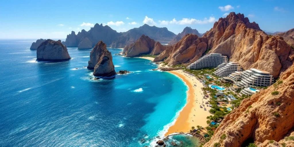 Beach cove 2 at Top Resorts in Cabo That Will Make Your Jaw Drop aerial view, rock formations, resort