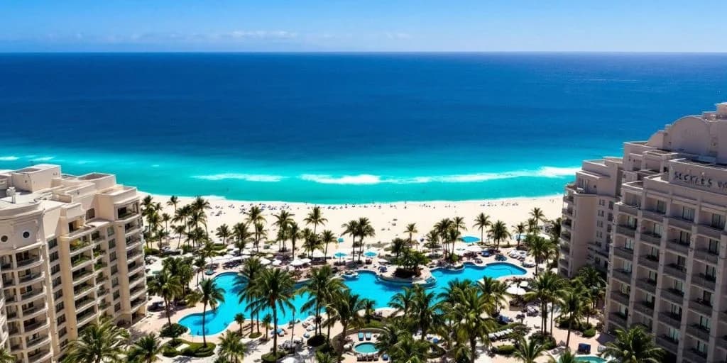 Resort beach aerial at Unveiling the Hidden Gem at Secrets Los Cabos Resort with pools and ocean