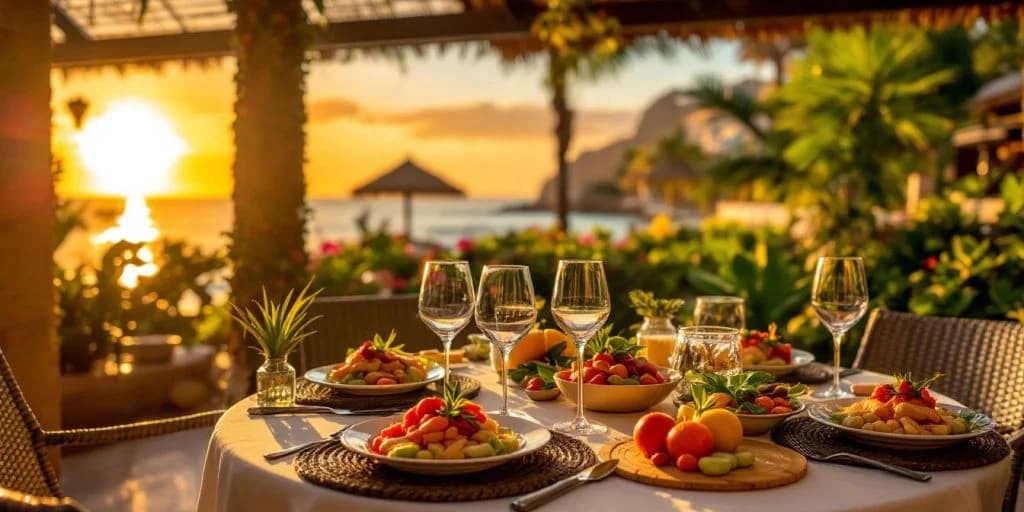 Outdoor dining table at What is the best Restaurant in Cabo (2026) at sunset with ocean view
