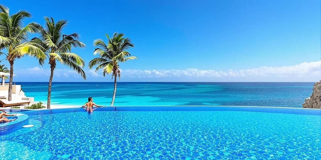 Infinity pool at Why everyoneâs talking about all inclusive resorts in cabo san lucas mexico right now with palm tree