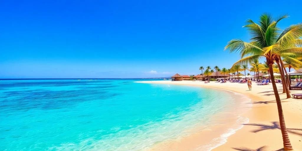 Tropical beach at Why Riu Cabo San Lucas Should Be Your Next Stop! calm turquoise water, palm trees