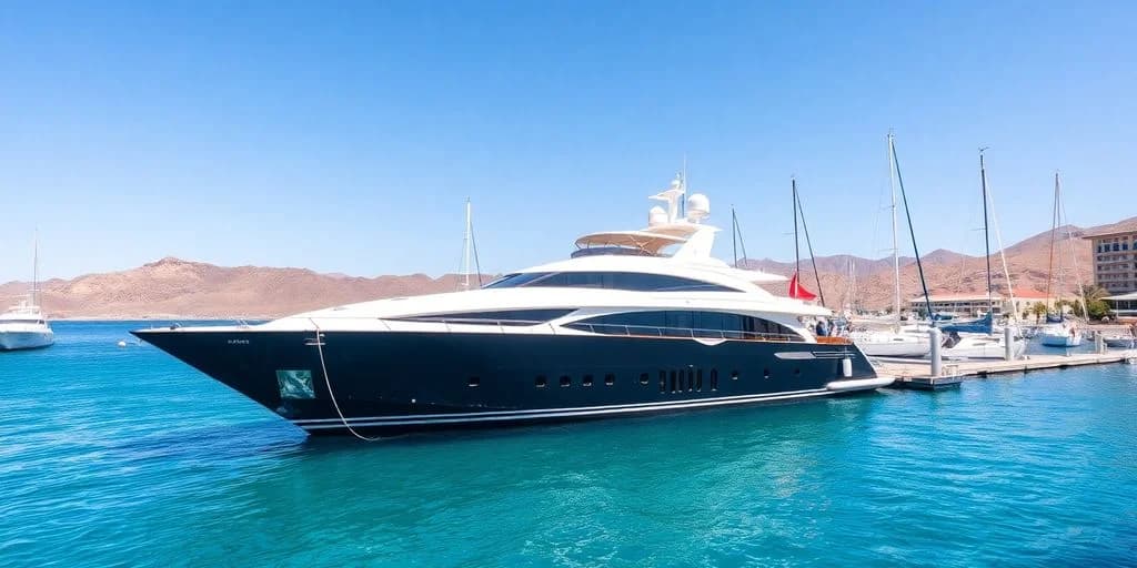 Super yacht 1 at Yacht Club Memberships in Cabo: Cost & Benefits on clear blue water