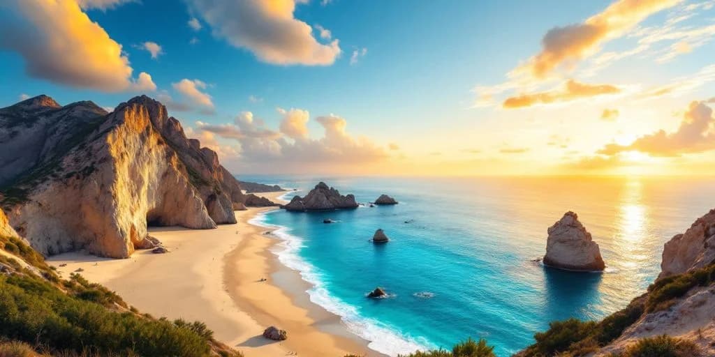 Coastal landscape at Your Guide to Finding Affordable Flights to Cabo San Lucas at sunset, with rock formations