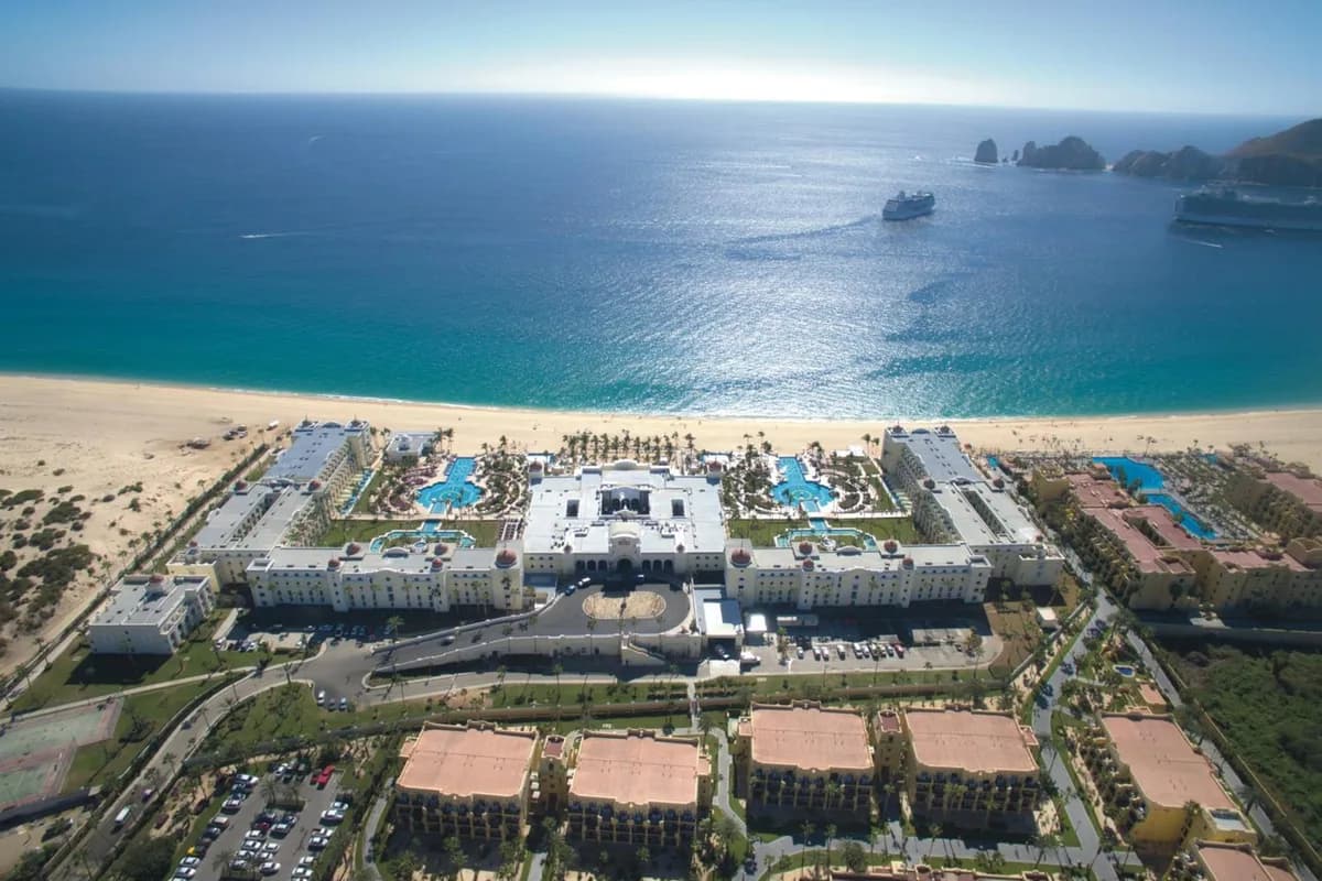 Resort aerial at RIU Palace Cabo San Lucas with beach and ocean
