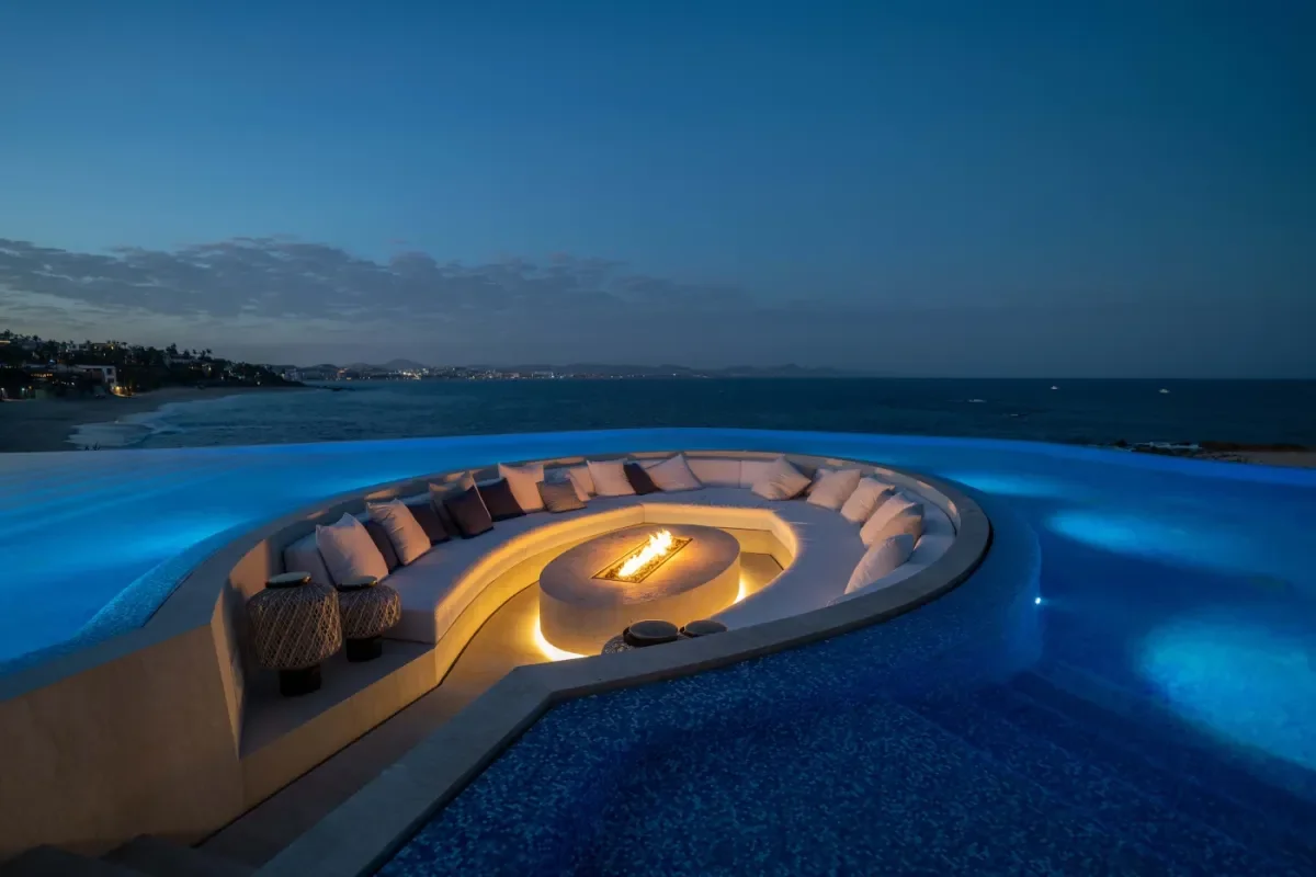 Fire pit lounge at Beyond the Postcard: My Unvarnished Guide to Cabo Marina Shopping, Dining, and Deep-Sea Dreams at dusk