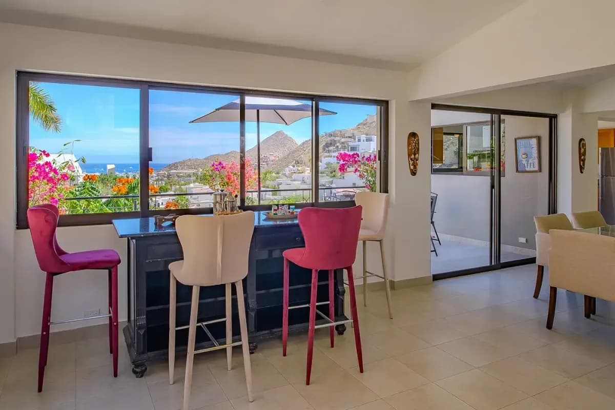 Bar area at Experience Unrivaled Luxury: Hillside Villas in Pedregal, Cabo San Lucas with mountain view
