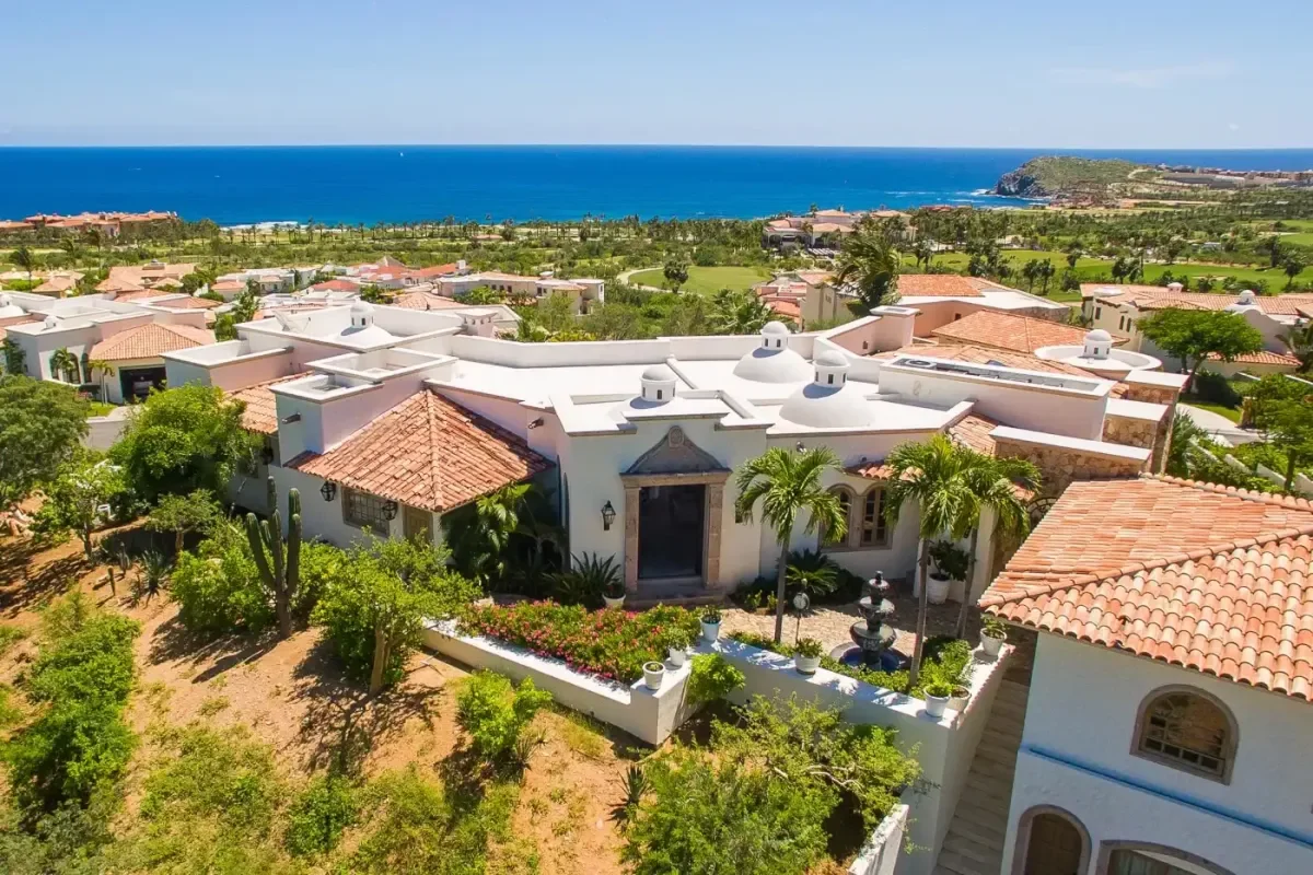 Villa Buena Vida, aerial view, with ocean beyond, in Cabo Del Sol