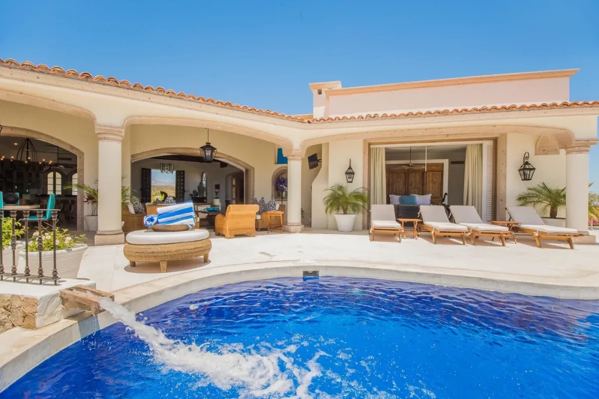 Hot tub at Villa Buena Vida with outdoor living area in Cabo Del Sol
