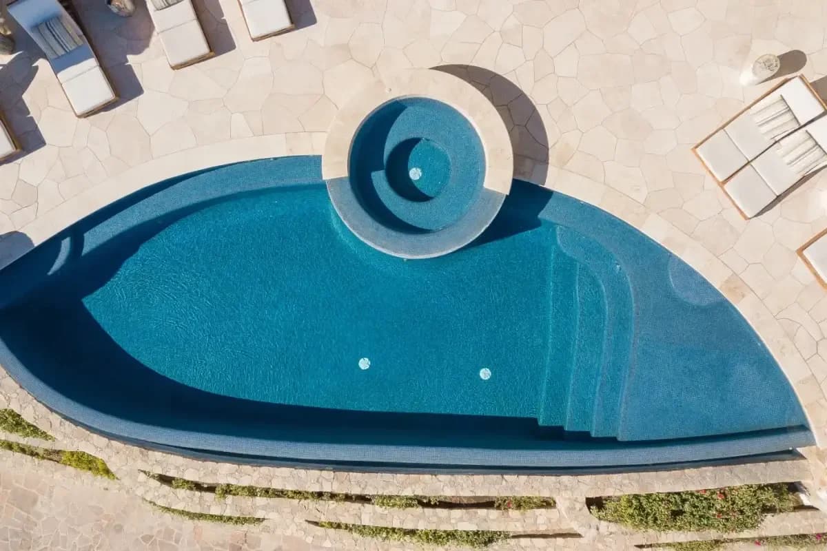 Aerial view of a villa infinity pool in Pedregal, Cabo San Lucas