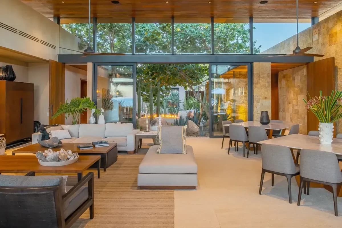 Indoor lounge at Experience Profound Renewal: Your 2026 Guide to a Cabo San Lucas Temazcal Sweat Lodge with view of desert